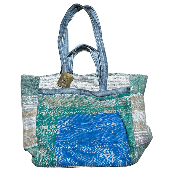 Free People Handbags - NEW FREE PEOPLE WE THE FREE BLUE GREEN SASHIKO TOTE BAG